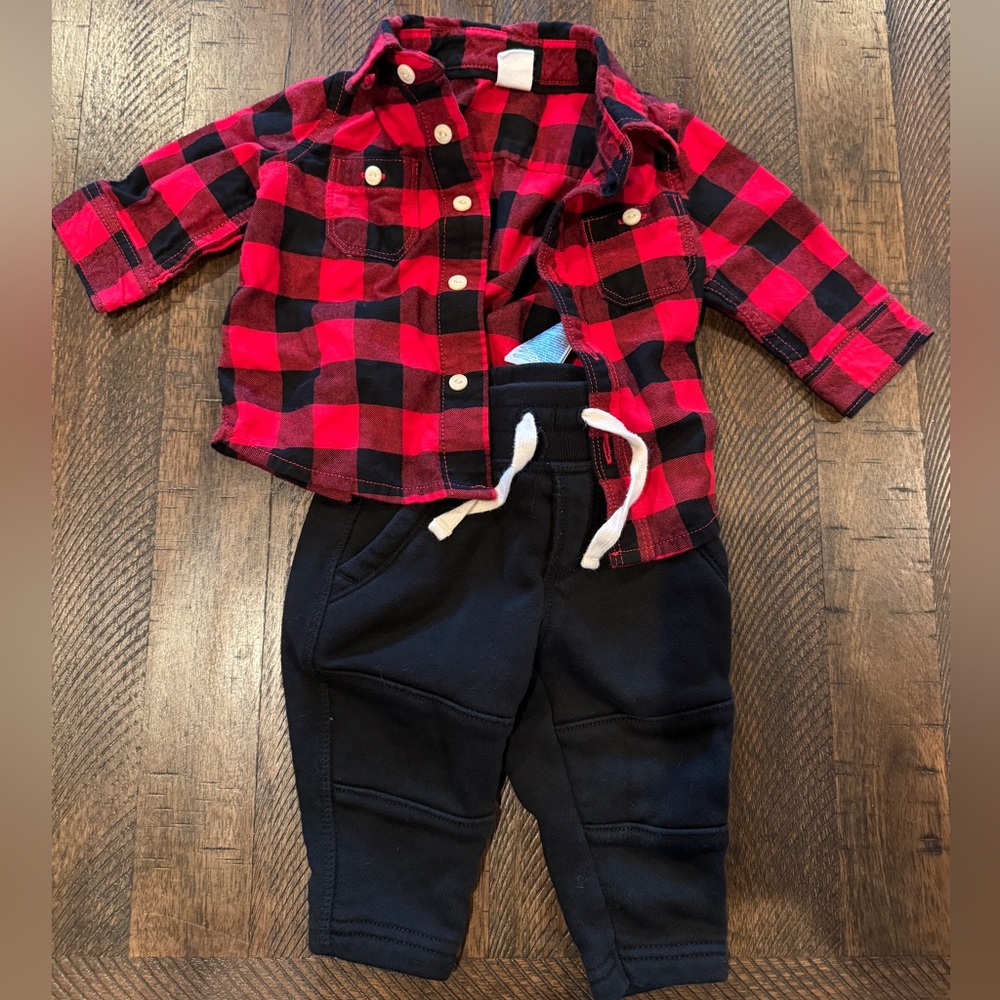 Baby Gap red flannel shirt set
